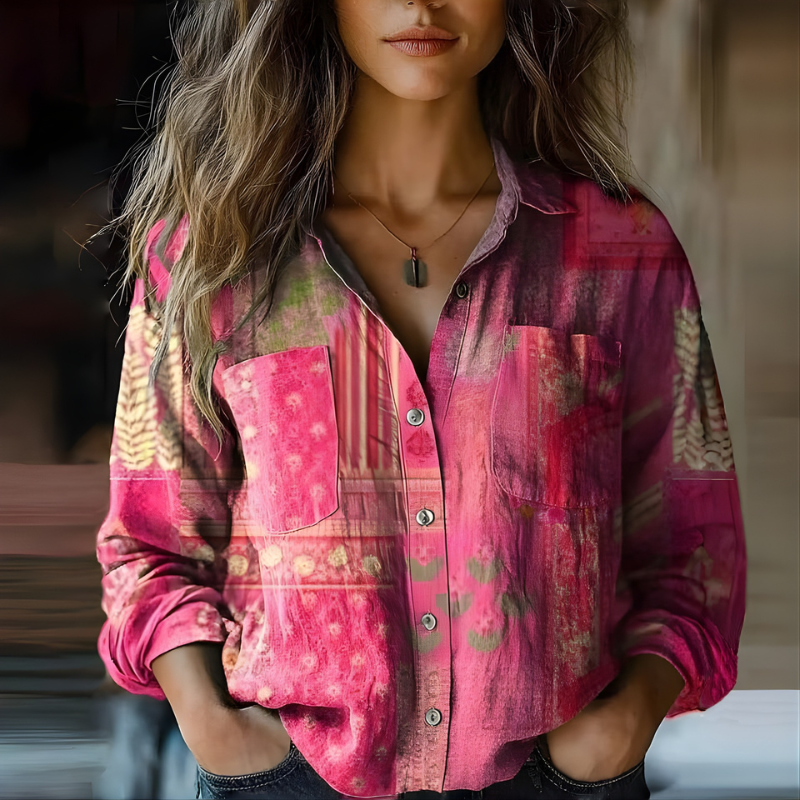 Natalie™ Printed Vintage Blouse