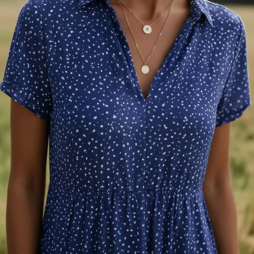 ROSALINDA | POLKA DOT V-NECK MIDI DRESS