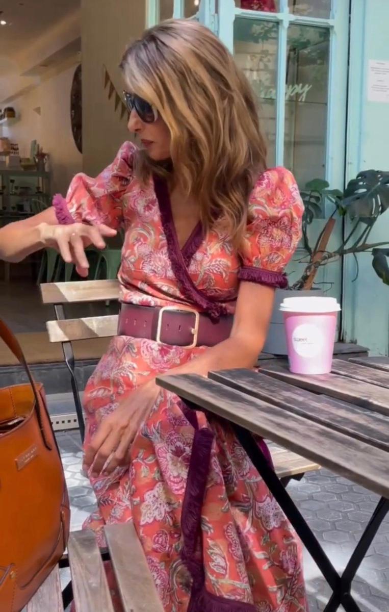 Caroline | Elegant Pink Maxi Dress with Short Sleeves