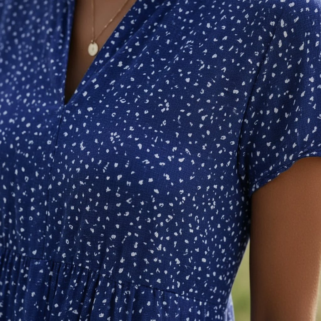 ROSALINDA | POLKA DOT V-NECK MIDI DRESS