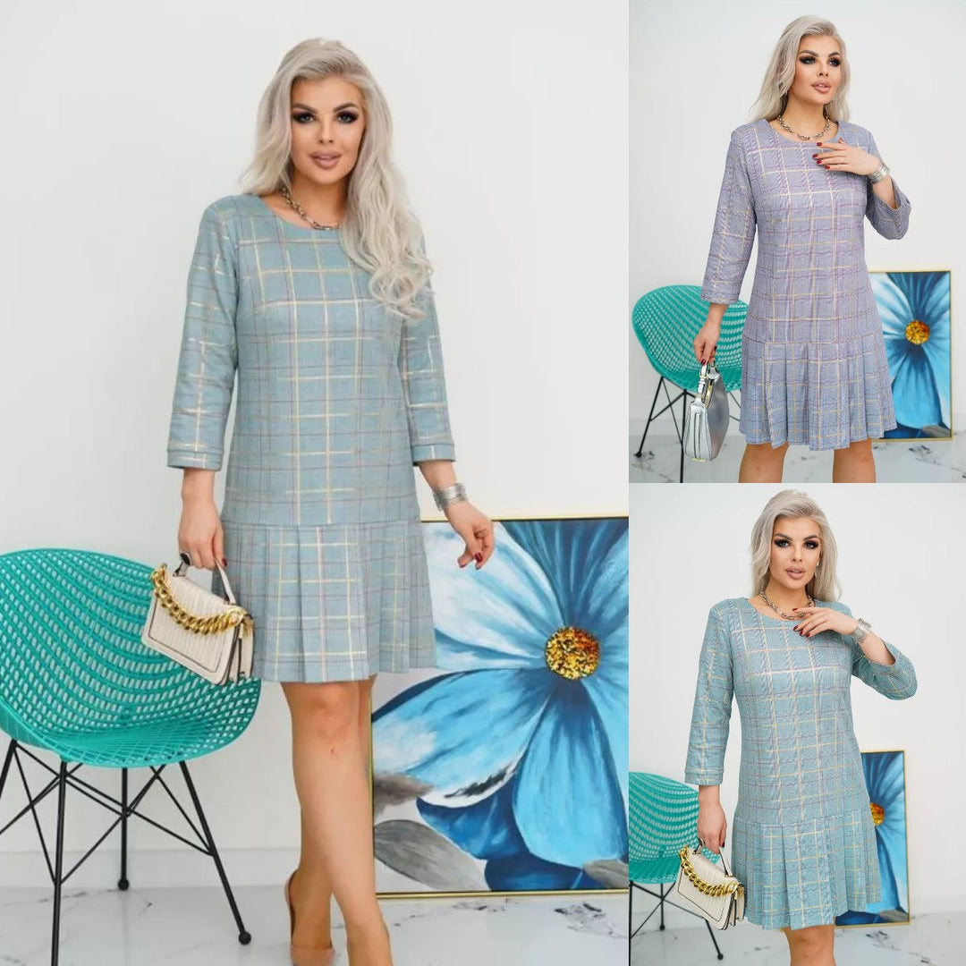 GEORGINA | CHECK PRINT PLEATED DRESS