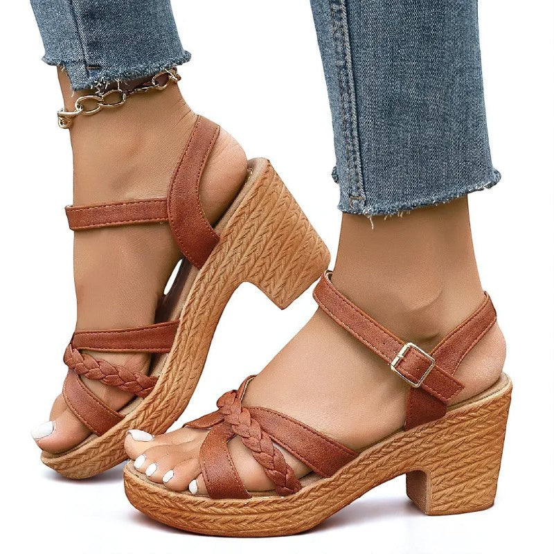 Jessa™ WovenCharm Block Heel Sandals
