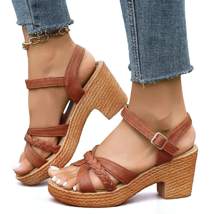 Jessa™ WovenCharm Block Heel Sandals